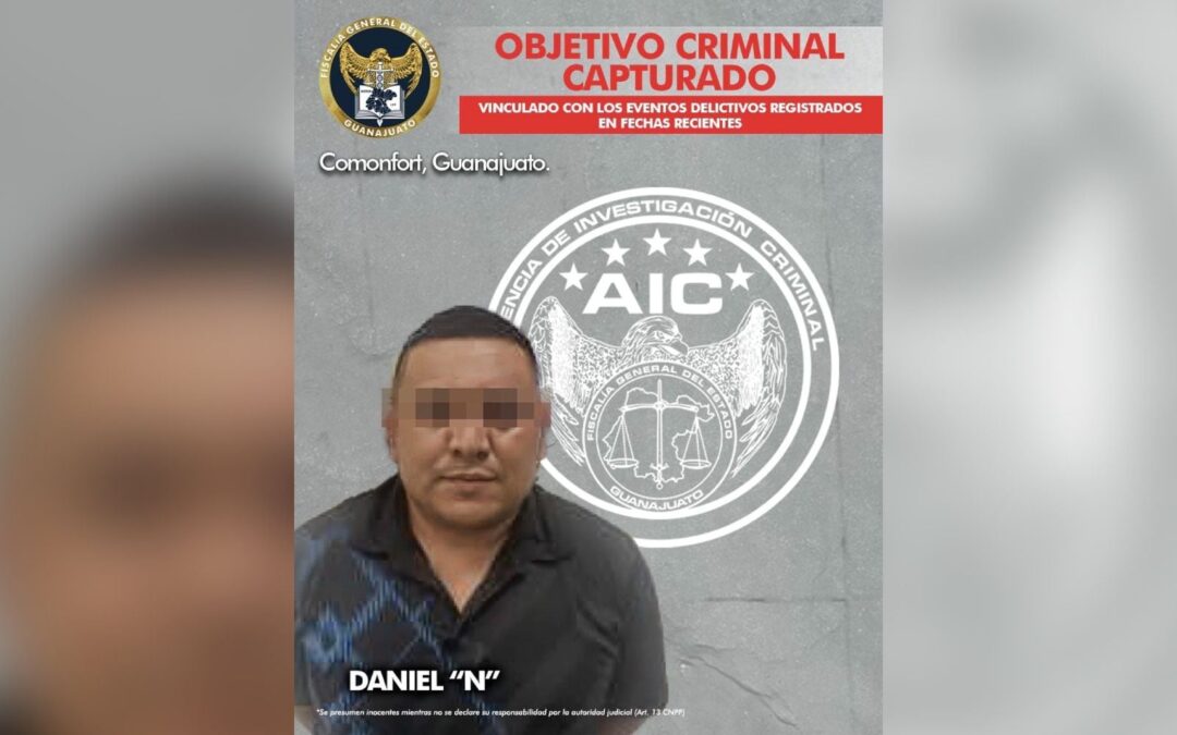 Detienen a Daniel ‘N’, presunto asesino de dos morenistas en Comonfort, Guanajuato