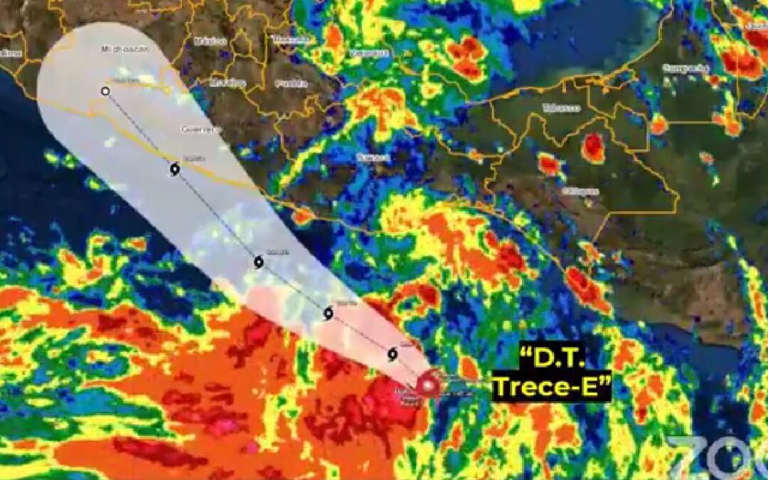 Depresión Tropical ‘Trece E’ se forma en costas de Oaxaca; prevén lluvias intensas