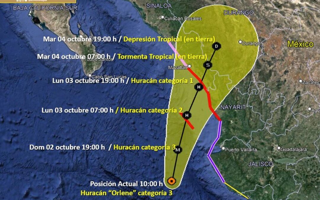 Huracán ‘Orlene’ pierde fuerza, se degrada a categoría 3: Sigue su trayectoria EN VIVO