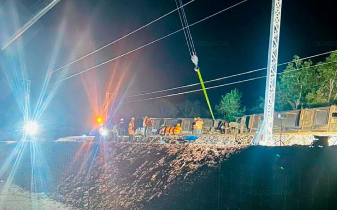 ¿Qué pasó en el Tren Maya? Vagón de carga se descarrila cerca de estación ‘Limones’; hay un herido