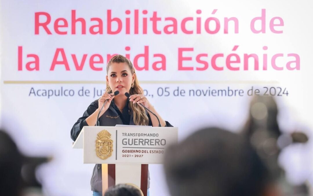 Evelyn Salgado da el banderazo de la Rehabilitación de la Avenida Escénica de Acapulco