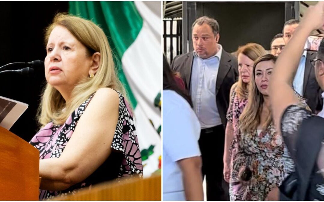 Reciben a ministra Loretta Ortiz con ‘pastelazo’ en protesta contra la reforma judicial en NL