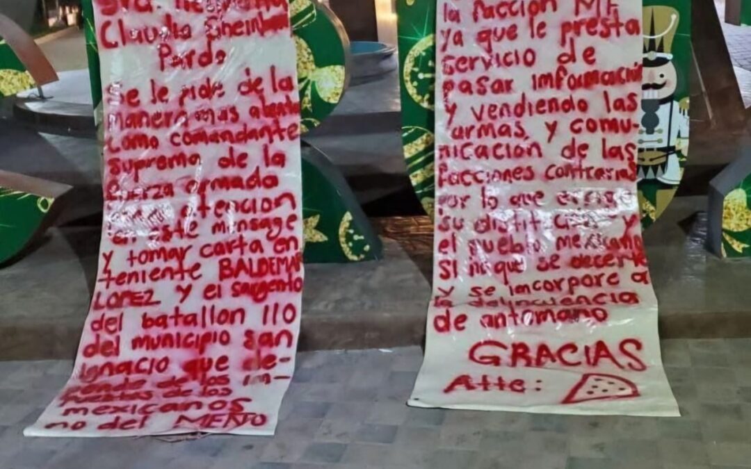 Narcomanta firmada por Los Chapitos pide ‘ayuda’ de Sheinbaum: ‘Se le pide que preste atención’