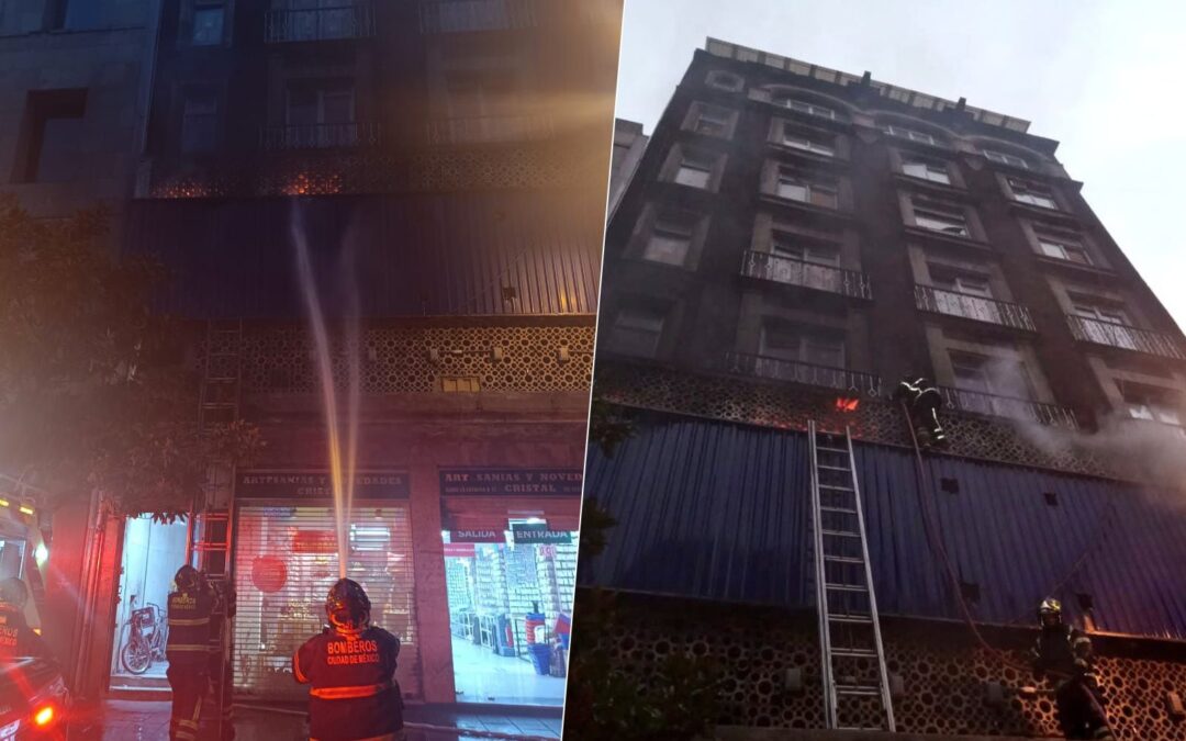 Incendio en edificio de Isabel La Católica consume bodega de artesanías y ropa en colonia Centro