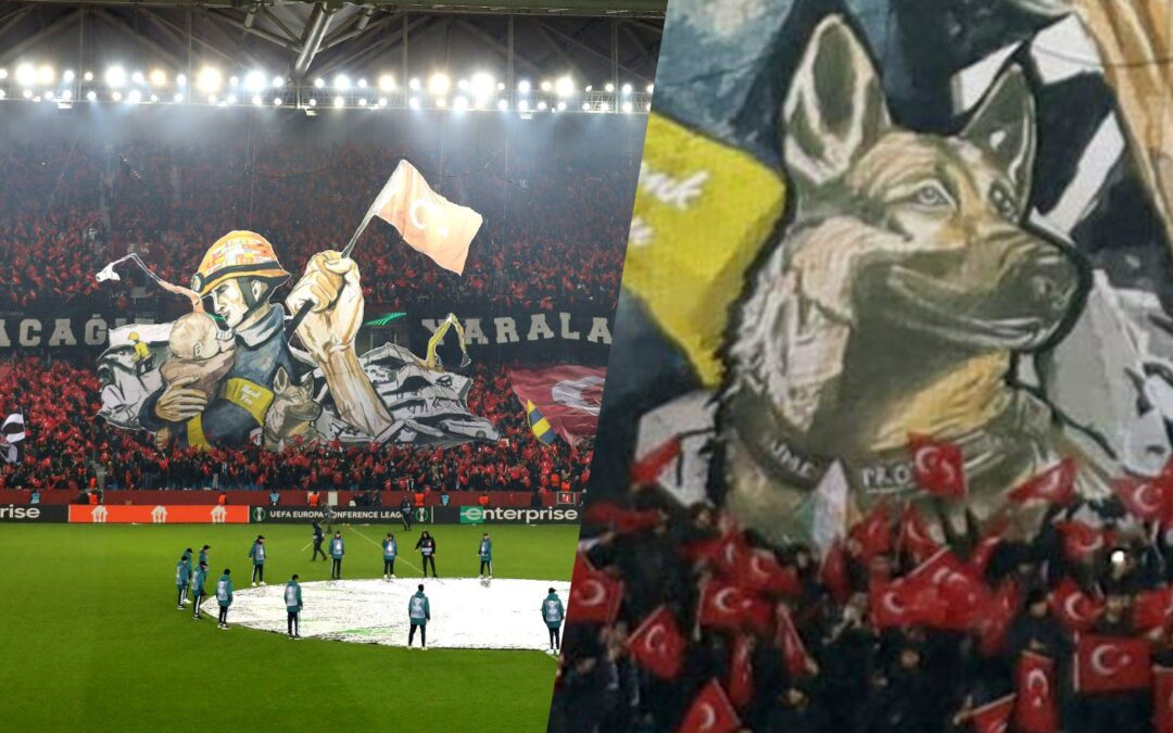 Proteo, perro rescatista de la Sedena, es homenajeado en partido del Trabzonspor de Turquía