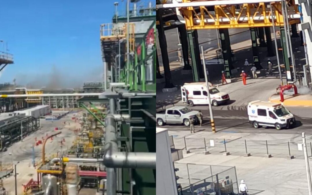 Fuga de gas en Dos Bocas: Evacuan de emergencia a trabajadores de la refinería Olmeca (VIDEO)