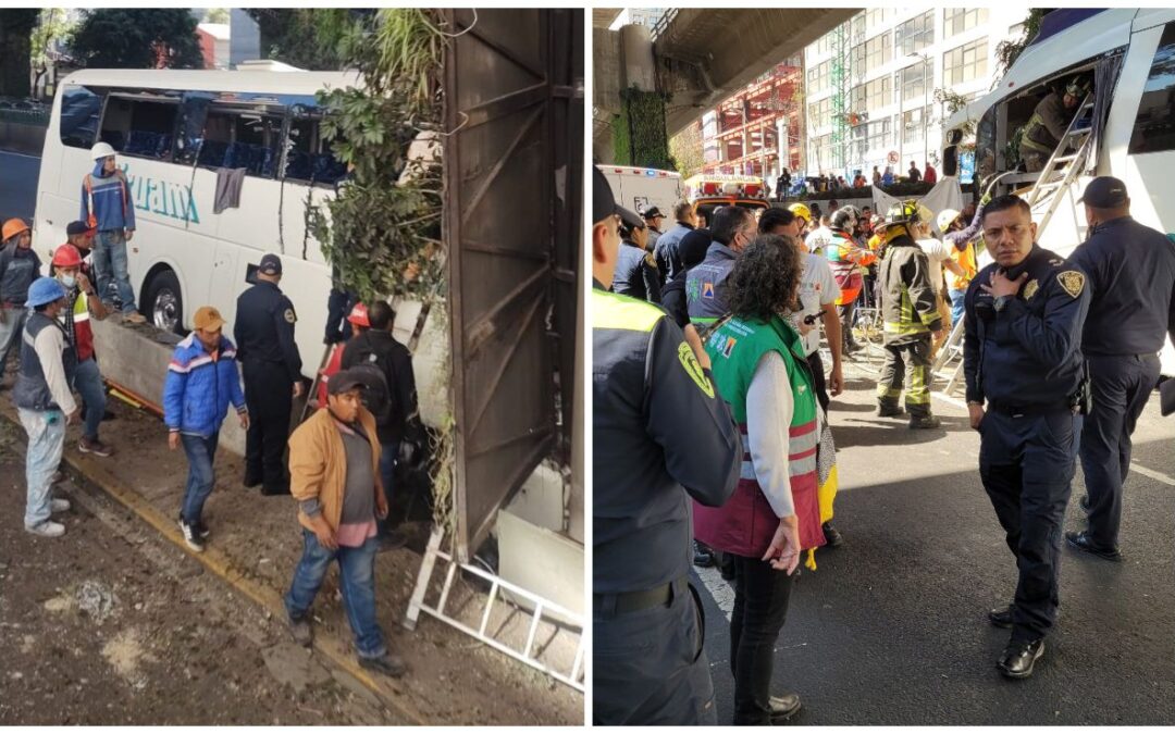 Al menos un muerto y 41 heridos por choque de autobús turístico en Periférico