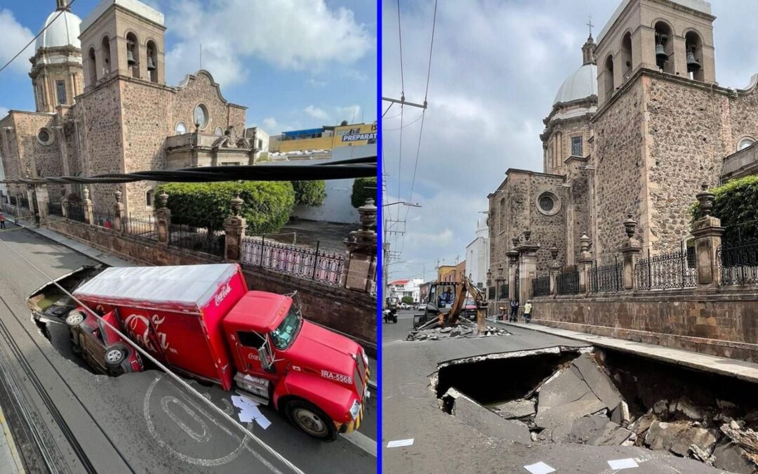 Guanajuato tiene ‘hambre’: Se abre socavón en pleno centro de la ciudad; hay cuatro heridos