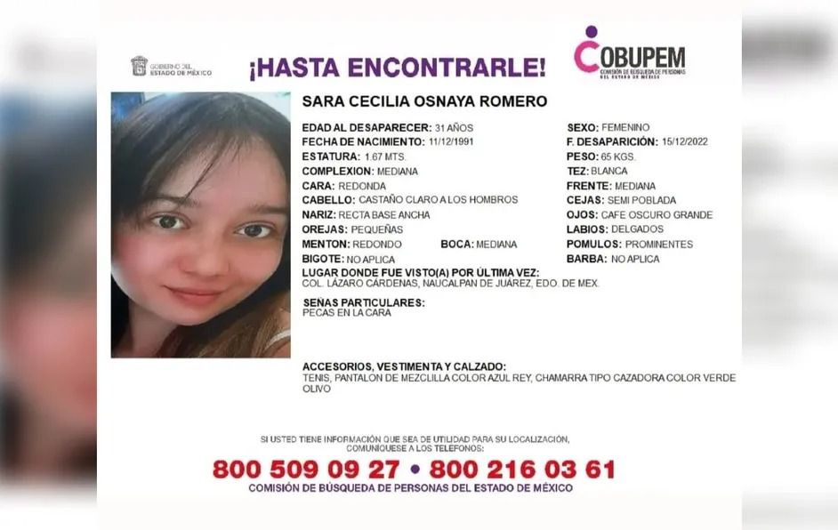 Buscan a Sara Cecilia, mujer del Edomex que desapareció en Naucalpan