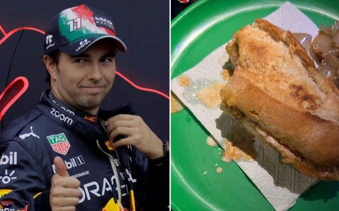 ‘Checo’ Pérez se echa un ‘bocadito’ y presume torta en puesto tapatío