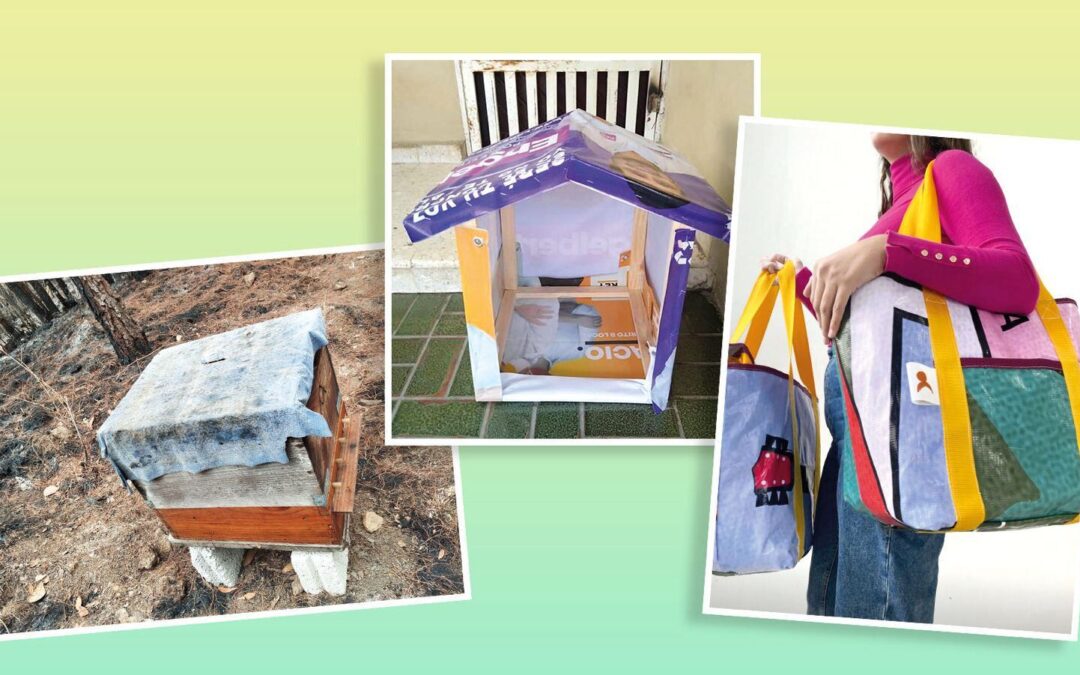 Mochilas para el gym, casa de perritos: Emprendedores  reciclaron lonas electorales