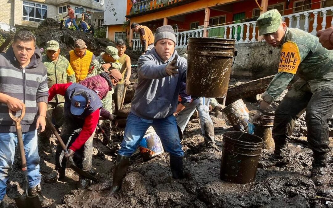 Rescate en Jilotzingo, a contrarreloj: 5 personas, desaparecidas entre toneladas de lodo y viene más lluvia