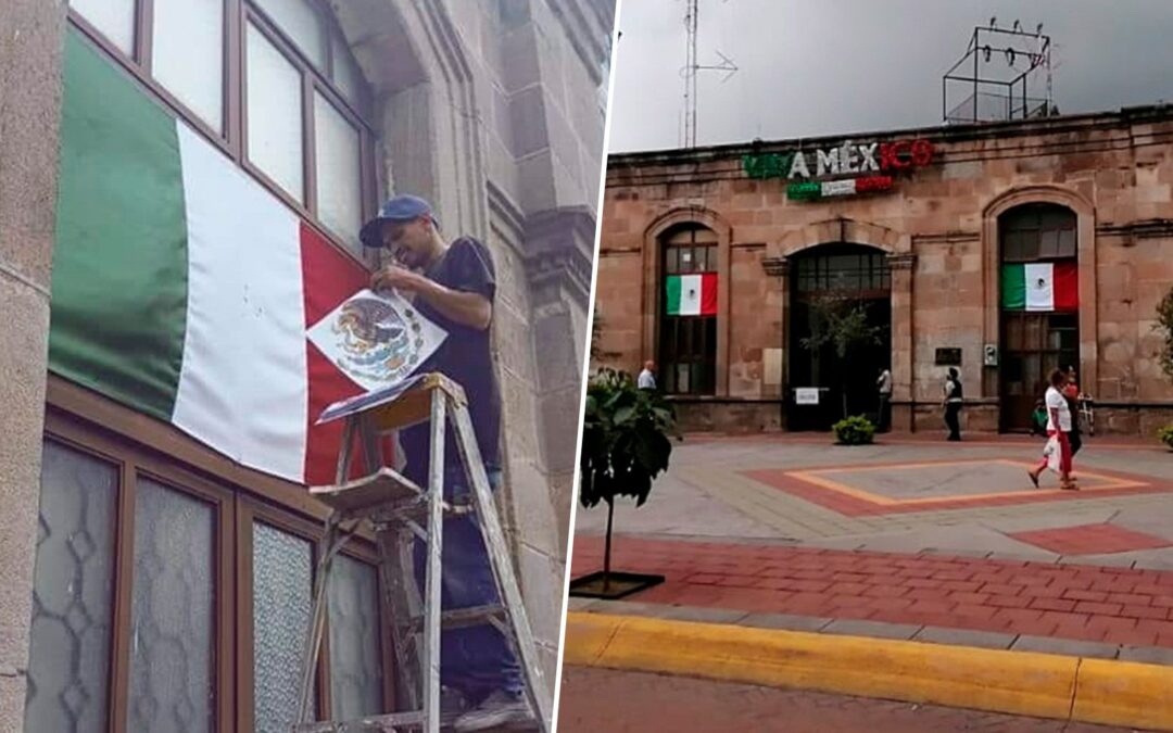 Colocan banderas sin escudo nacional en Tepic; alcaldesa y gabinete ‘se enojan’ por críticas