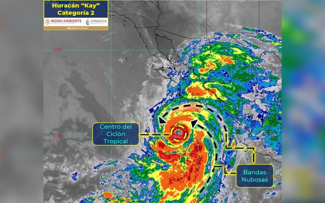 Huracán ‘Kay’ sube a categoría 2; causará lluvias torrenciales en Baja California Sur