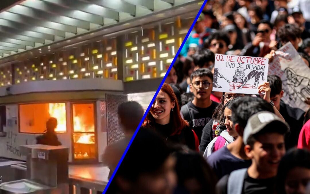 Marcha del 2 de octubre CDMX: Manifestantes queman instalaciones del Metro